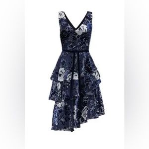 Marchesa notte ruffle tiered cocktail dress